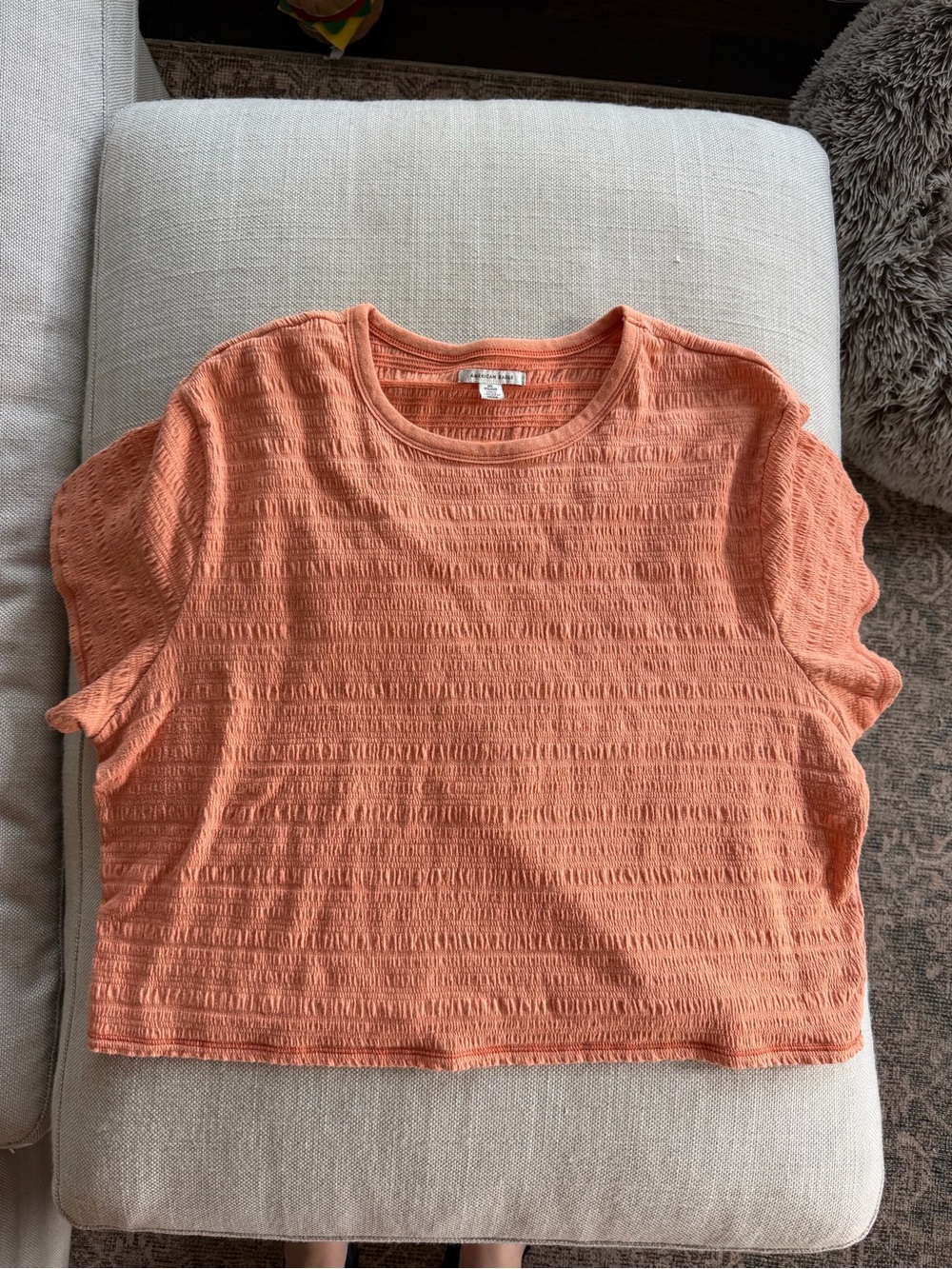 American Eagle Orange smocked cropped shirt
